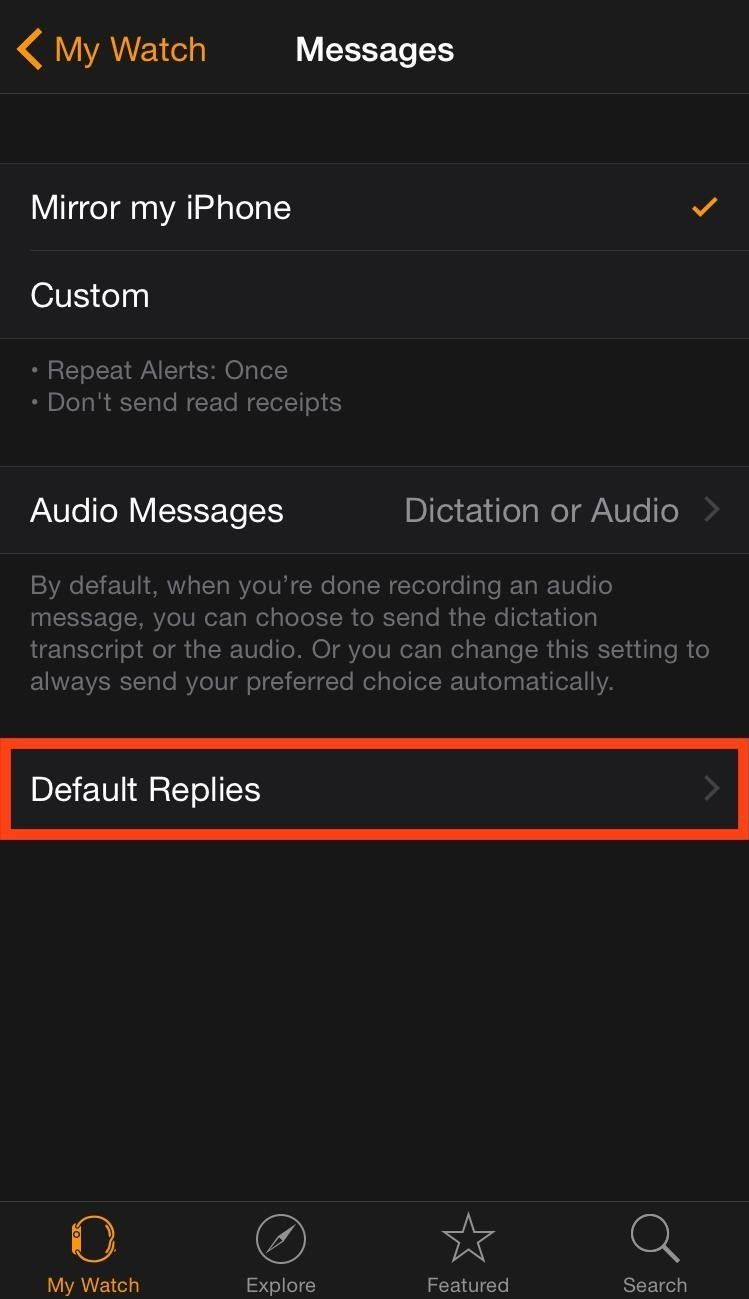 Как добавить пользовательские ответы на сообщения на Apple Watch