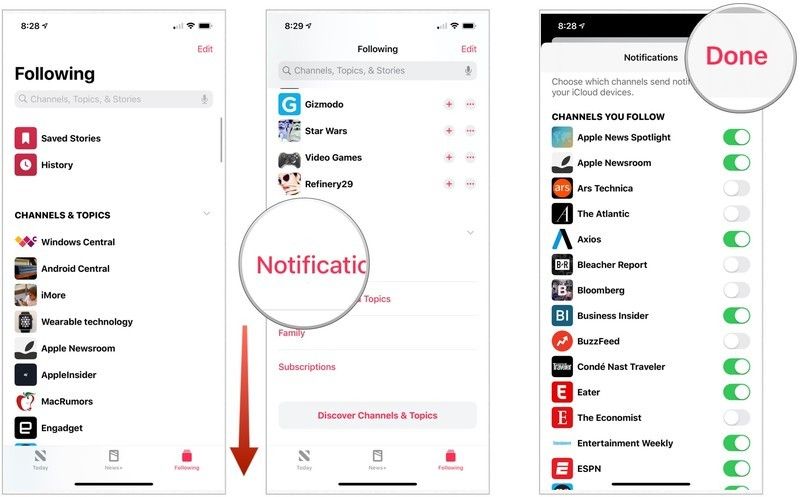 набор уведомлений о новостях Apple