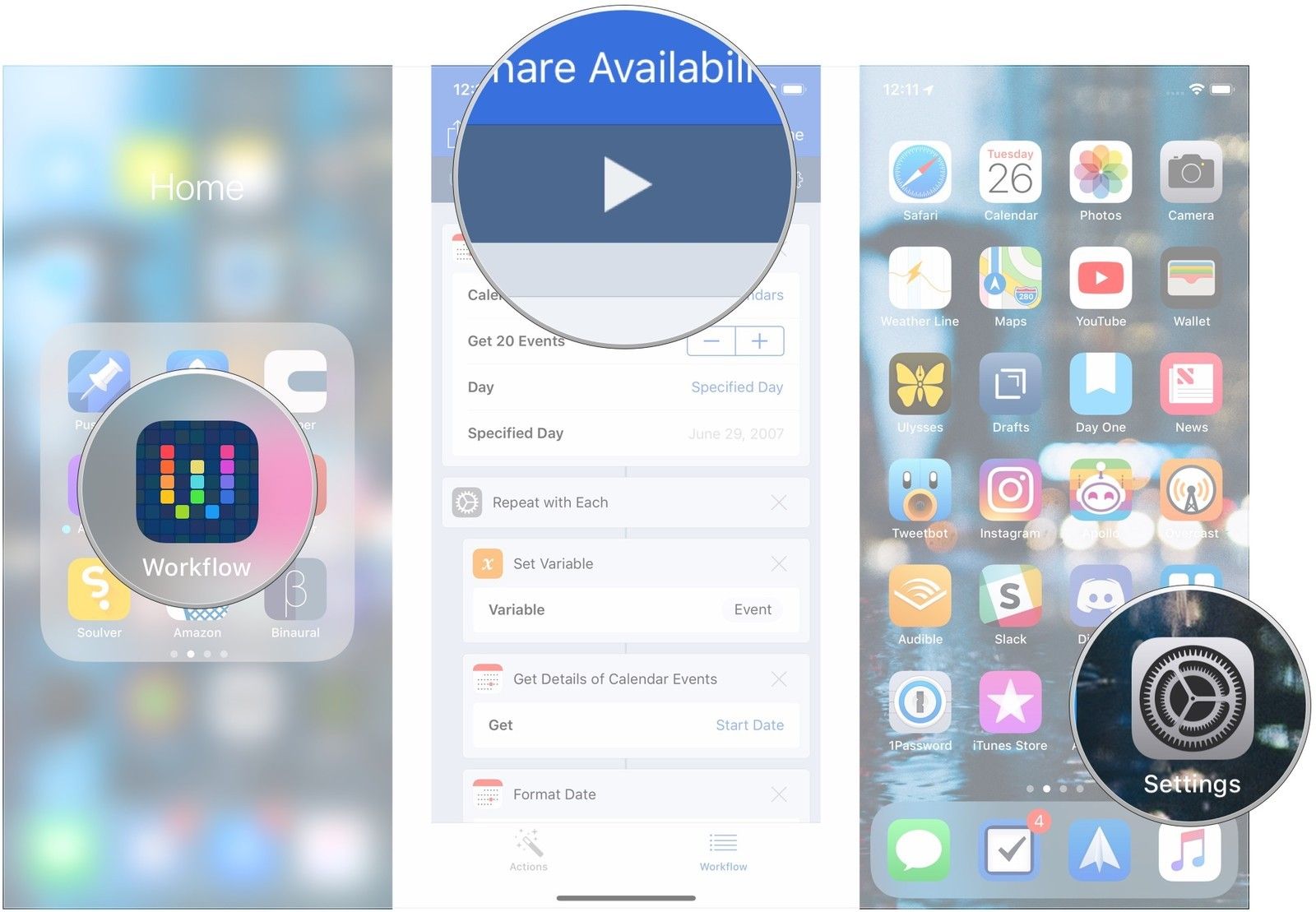 Откройте Рабочий процесс, запустите рабочий процесс, откройте Настройки