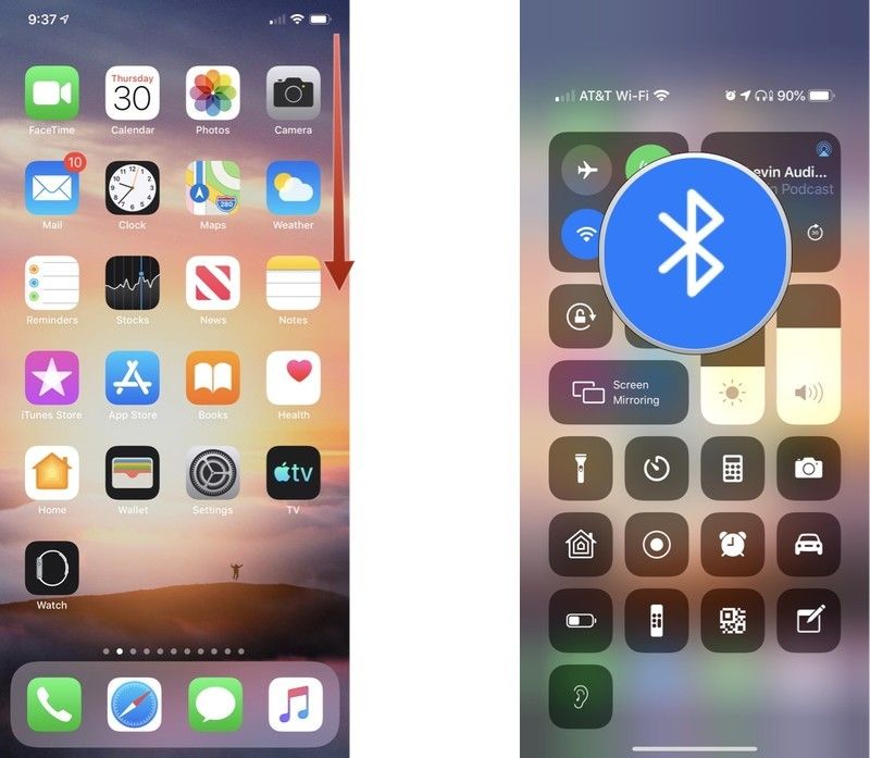iPhone центр управления Bluetooth iPhone центр управления Bluetooth