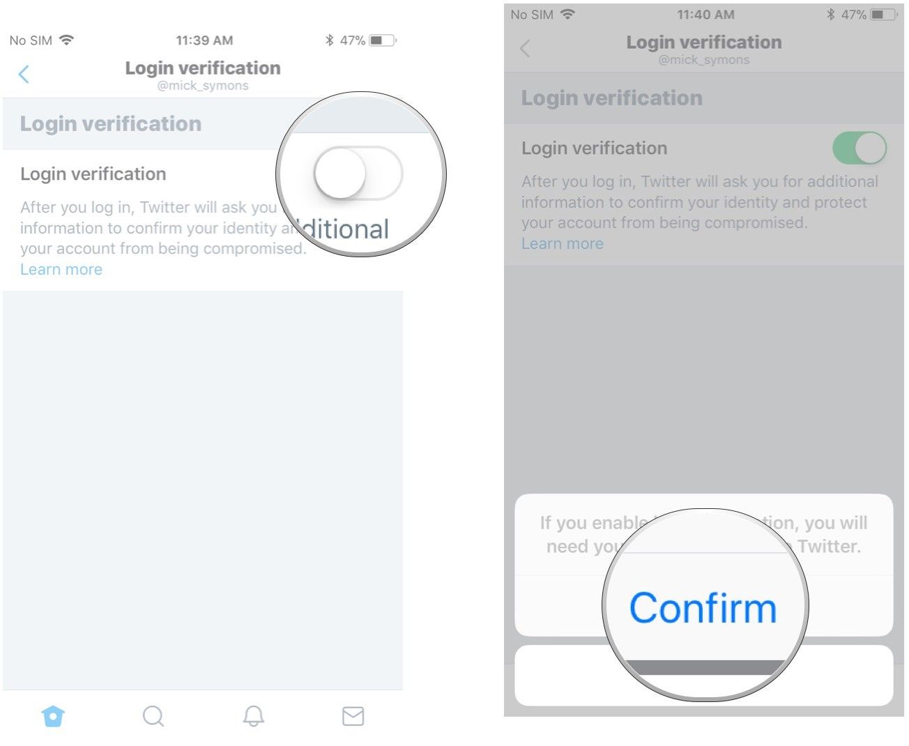 Нажмите на переключатель, нажмите «Подтвердить» и следуйте инструкциям на экране.