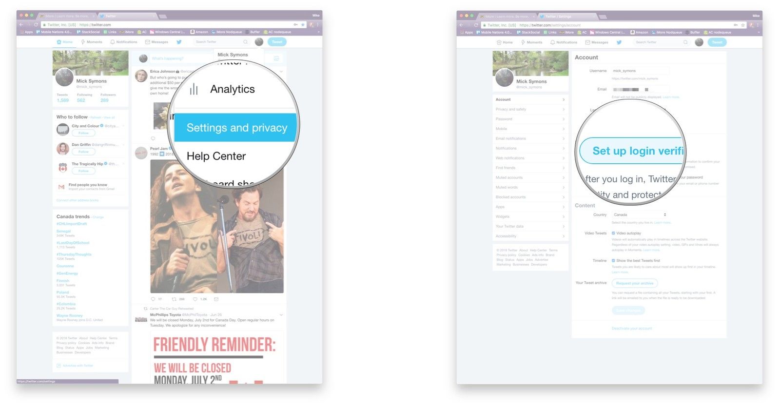 Нажмите «Настройки и конфиденциальность», нажмите «Аккаунт», нажмите «Настройка проверки входа» и следуйте инструкциям на экране.