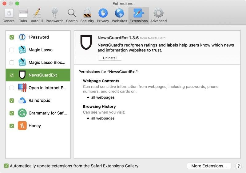 Расширения Safari