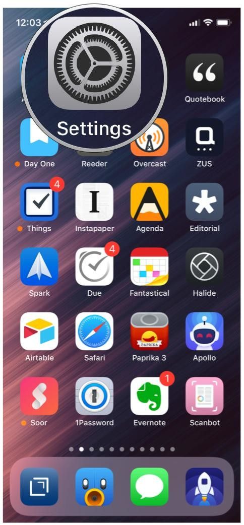 Настройки домашнего экрана iOS 12