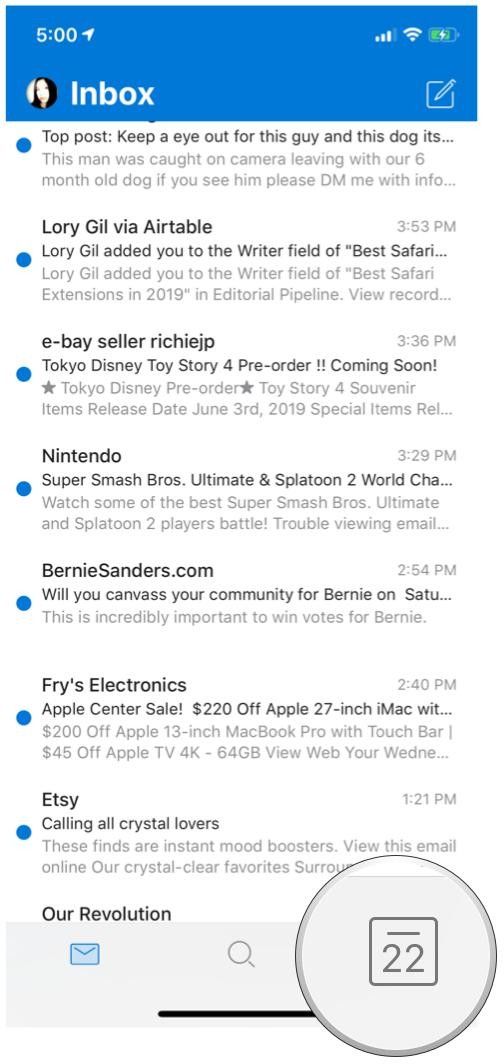 вкладка календаря Microsoft Outlook