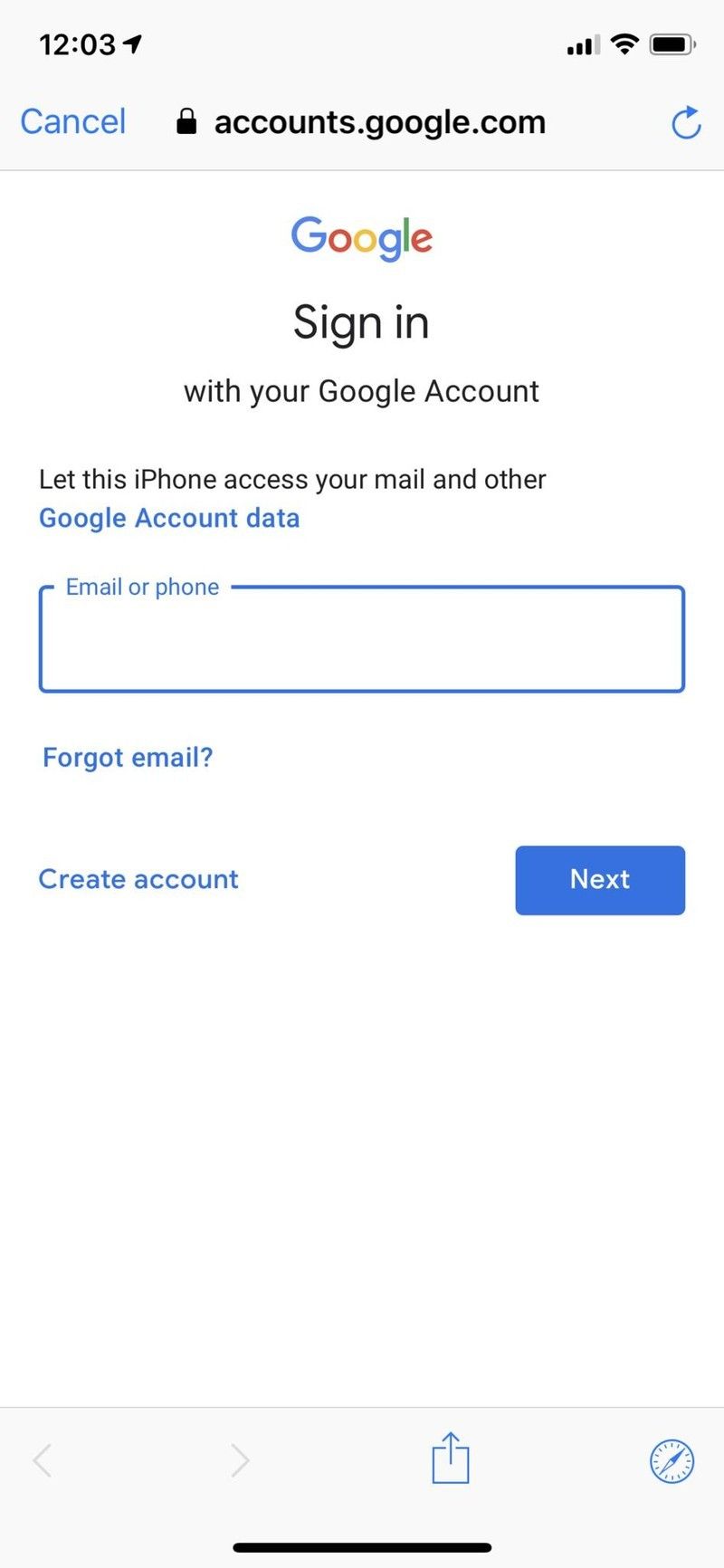 Вход в настройки аккаунта iOS