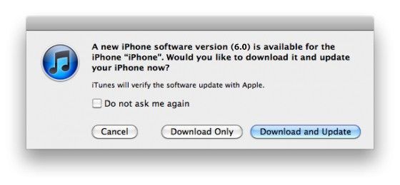 iOS 6 обновить ITunes