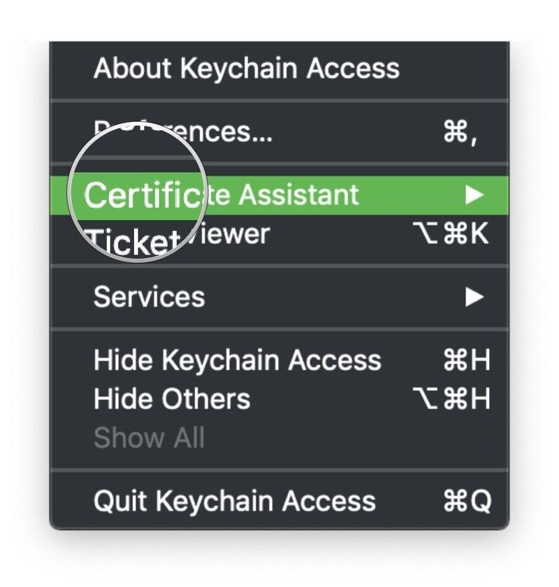 Брелок меню доступа Ассистент Сертификата