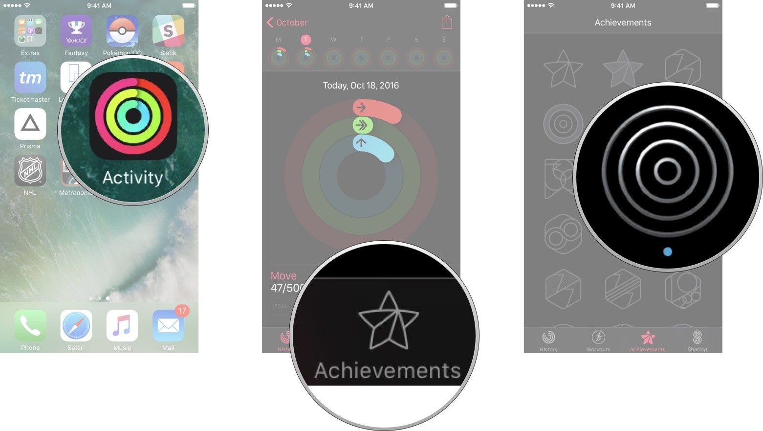 Запустите приложение «Активность» на своем iPhone, нажмите вкладку «История», а затем нажмите любое достижение, чтобы увидеть больше информации.