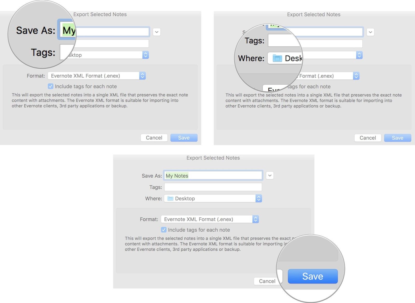 Сохраняйте файлы на Mac из Evernote