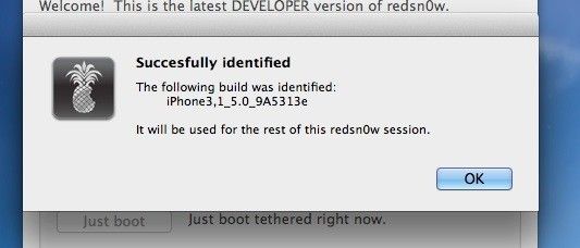идентифицирован сборка redsn0w