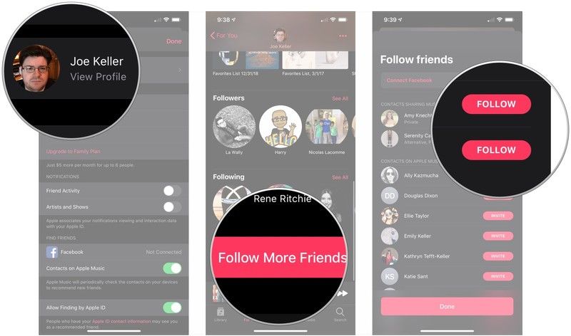 Нажмите свое имя, нажмите «Подписаться», «Друзья», нажмите «Подписаться»