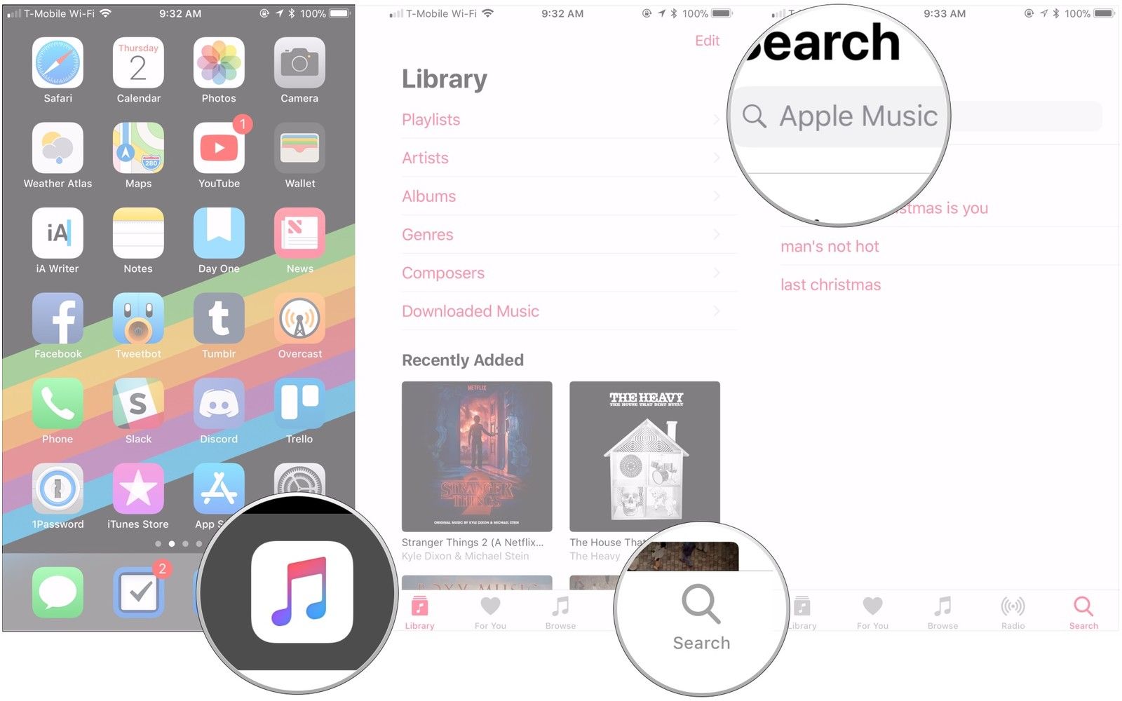 Откройте Apple Music, нажмите «Поиск», найдите друга