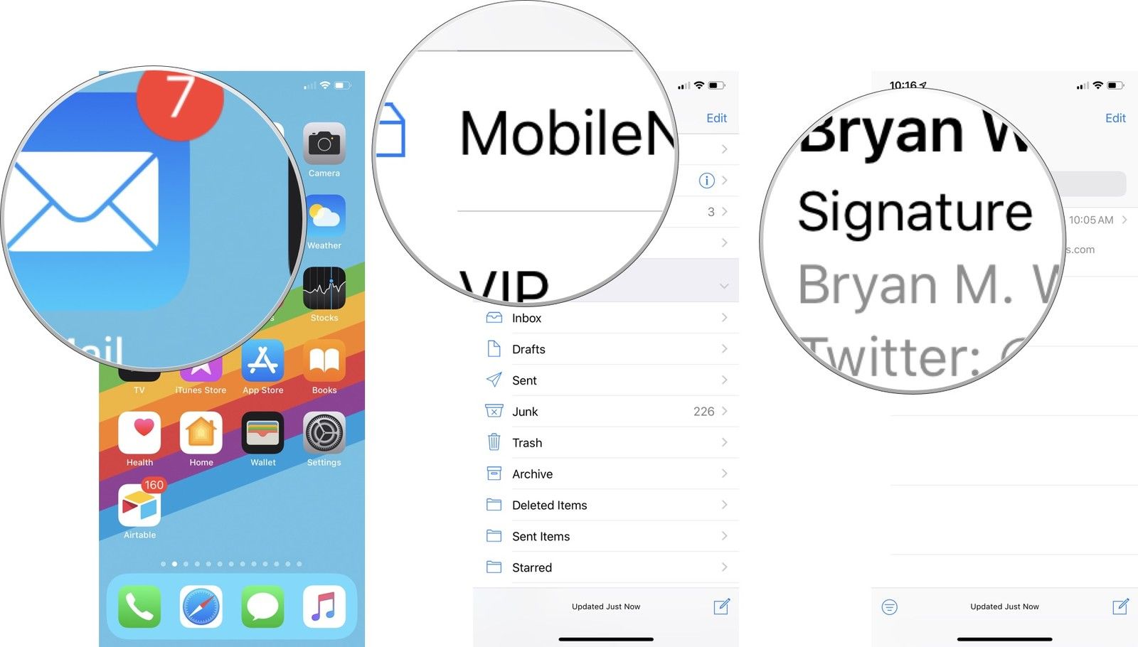 подпись электронной почты iOS