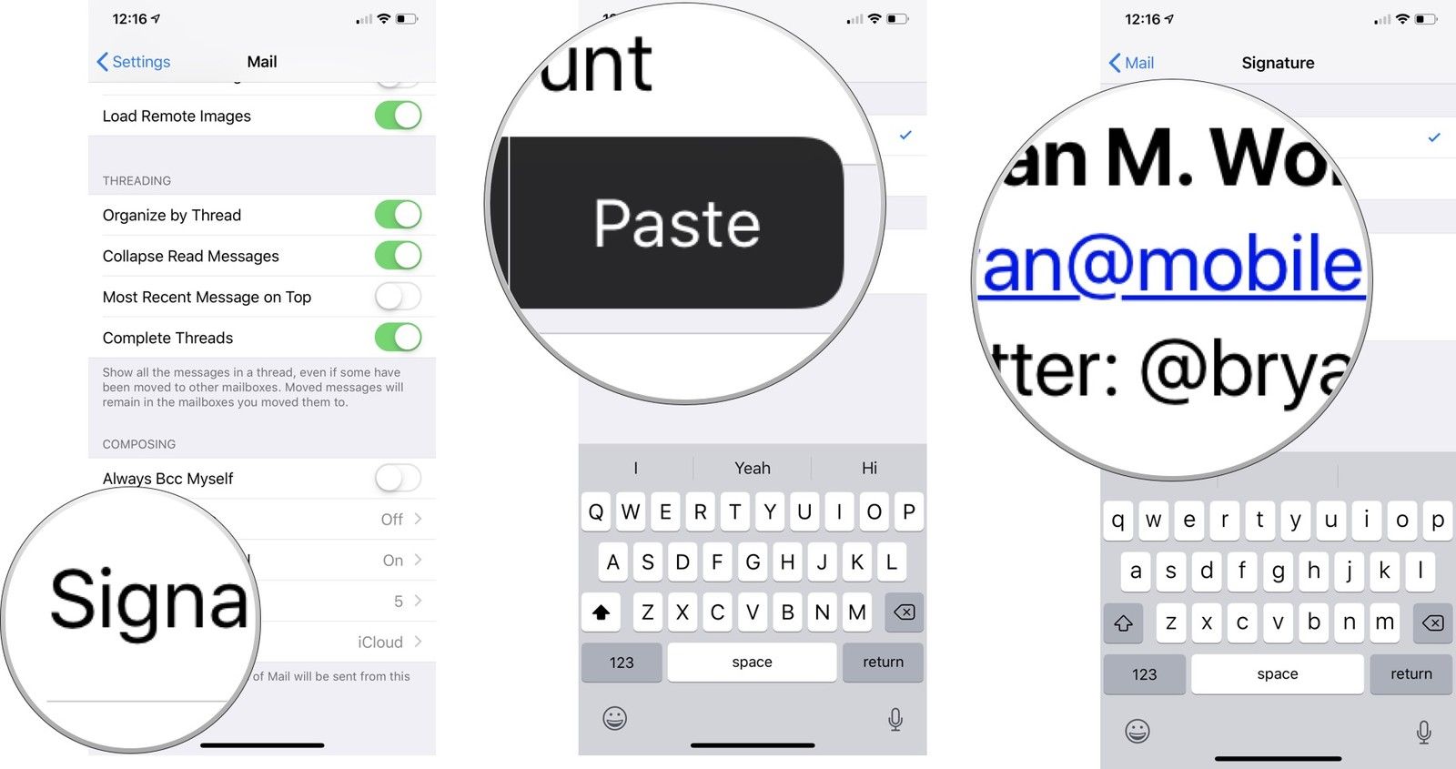 добавить богатую подпись