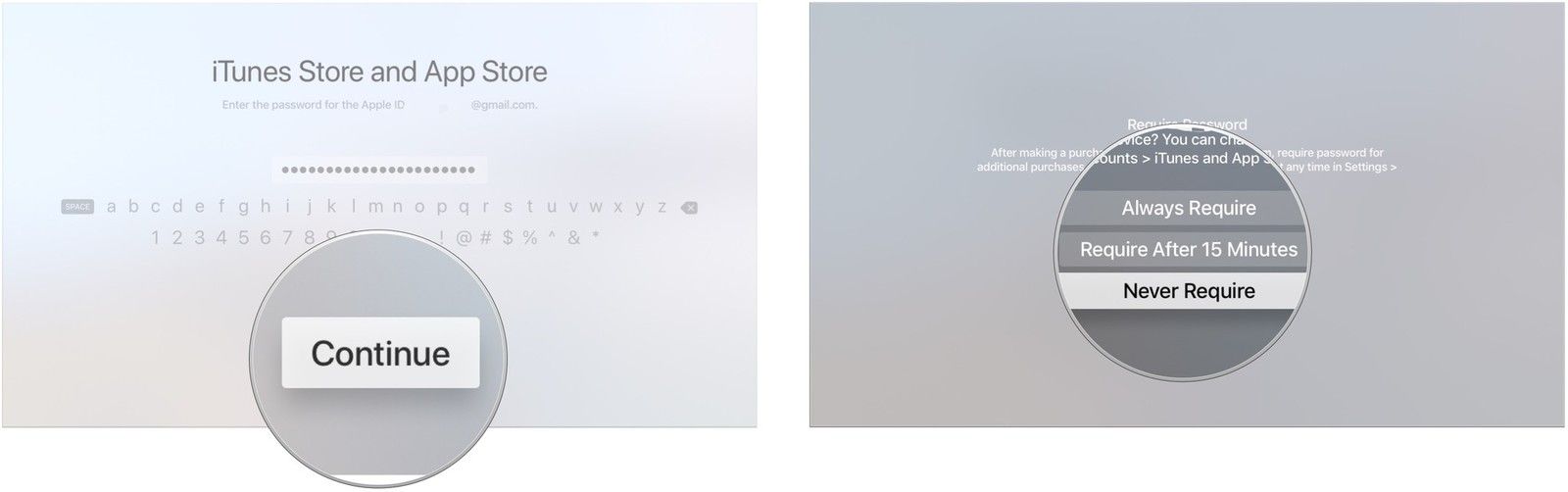 Нажмите «Продолжить», выберите пароль