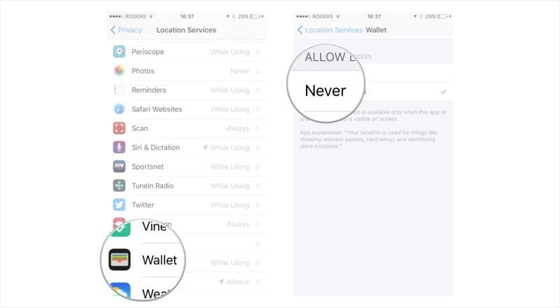 Нажмите на кошелек и нажмите никогда.
