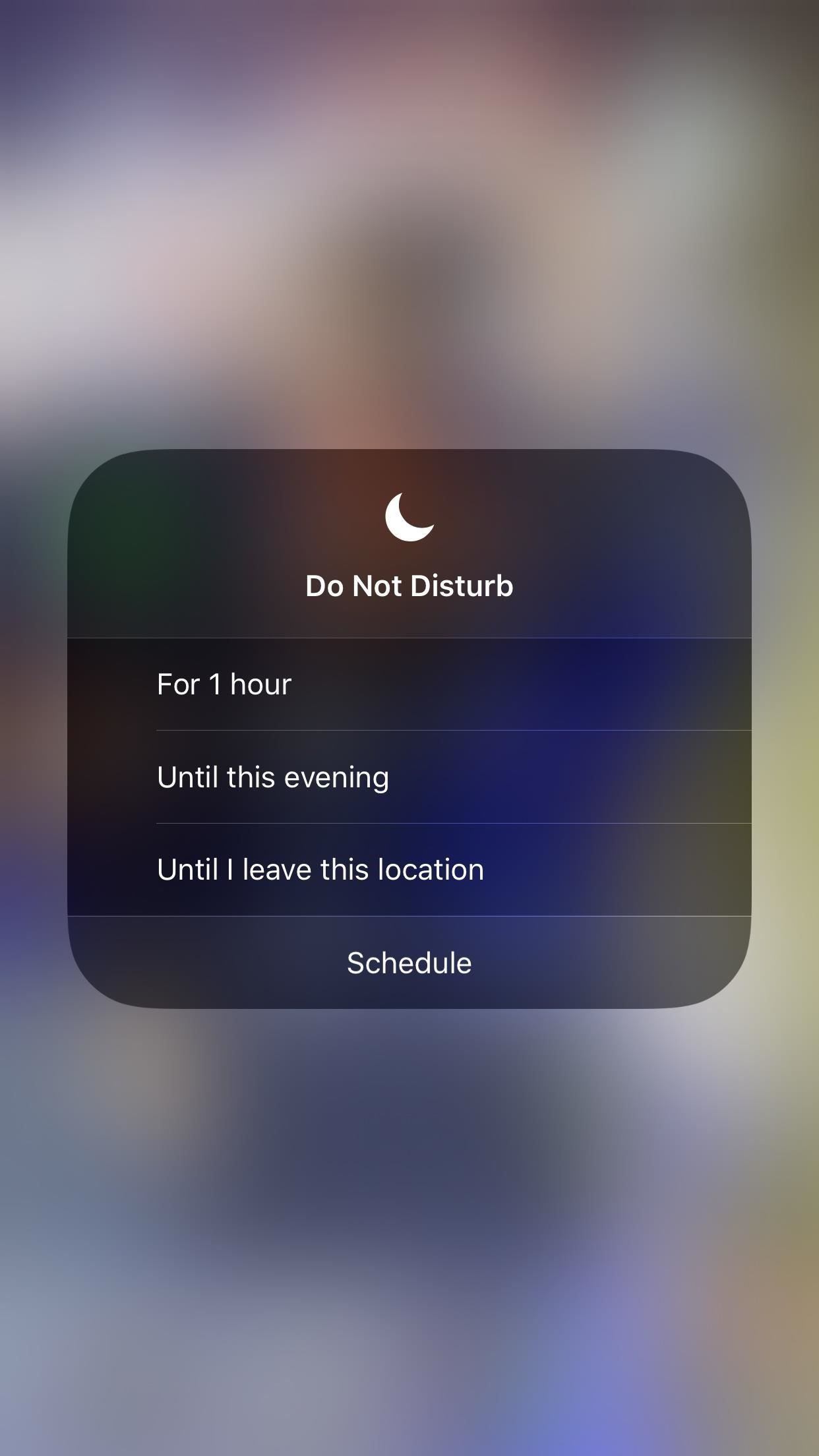 Быстро включите'Do Not Disturb' in iOS 12 Until You Change Locations