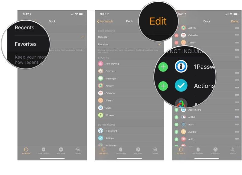 Нажмите «Избранное», нажмите «Изменить», нажмите «+»
