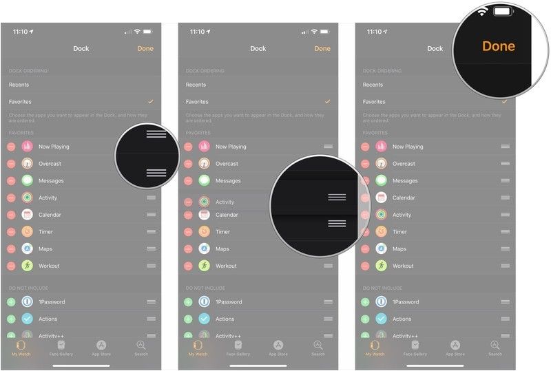 Захватите Изменить ручки, переместите приложение, нажмите Готово