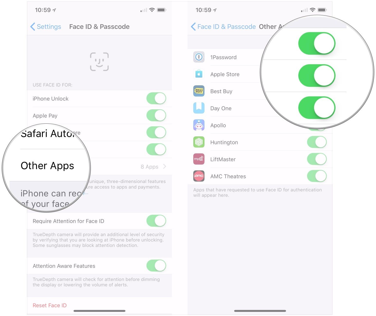 Нажмите Другие приложения, переключатели