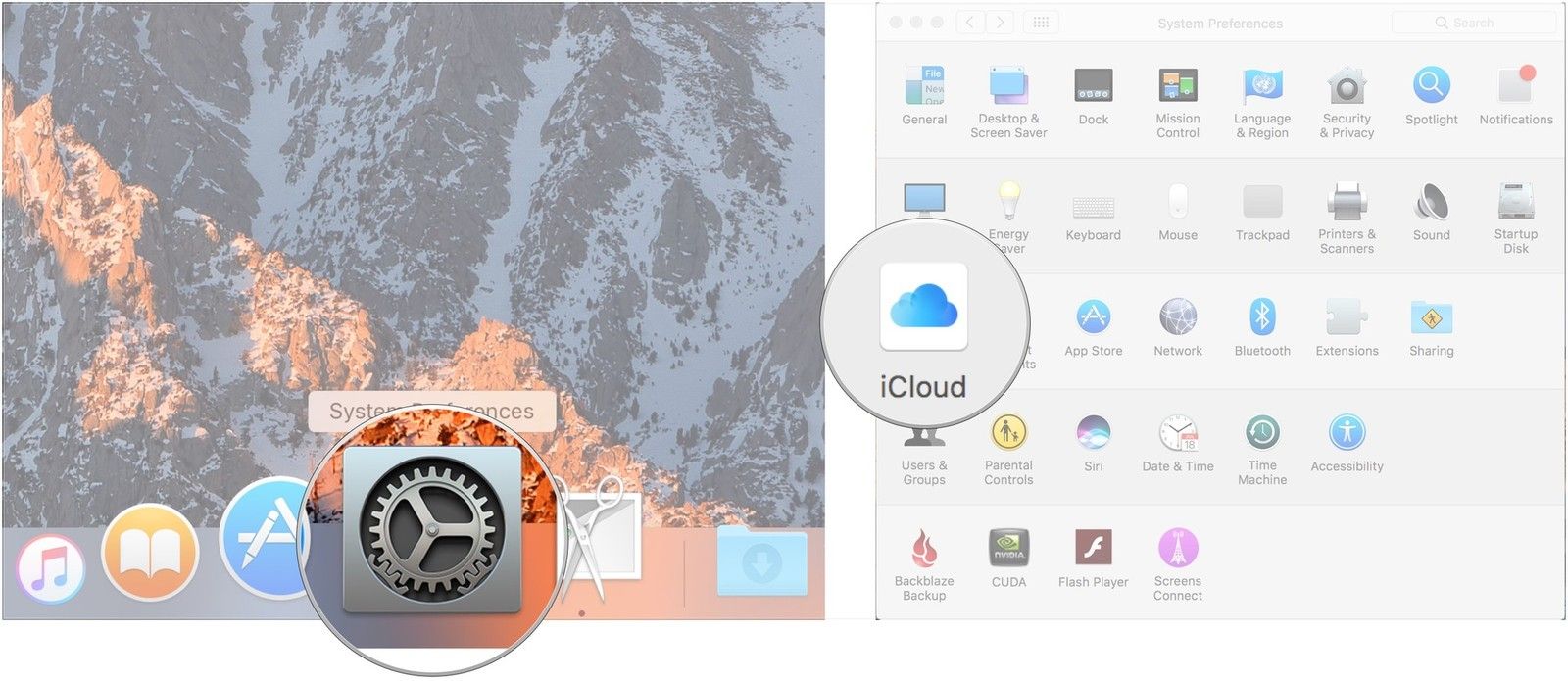 Откройте Sytem Preferences, нажмите iCloud