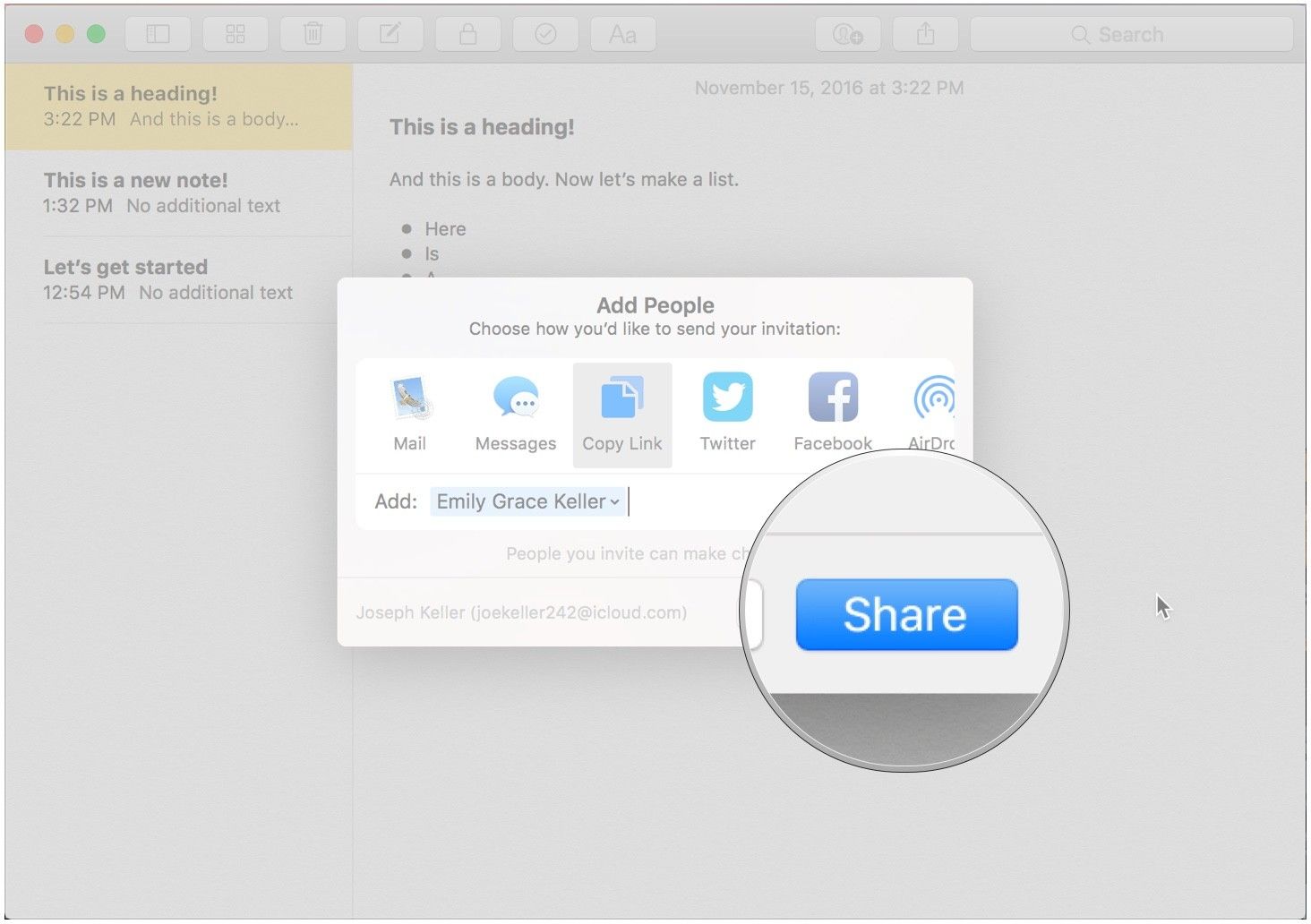 Нажмите Поделиться