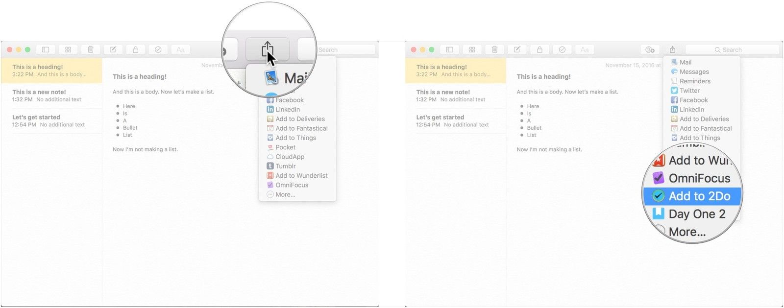 Нажмите кнопку поделиться, выберите приложение
