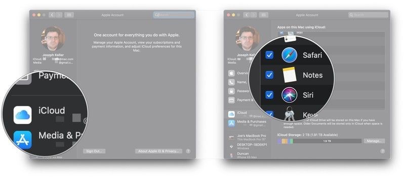 Нажмите iCloud, установите флажок