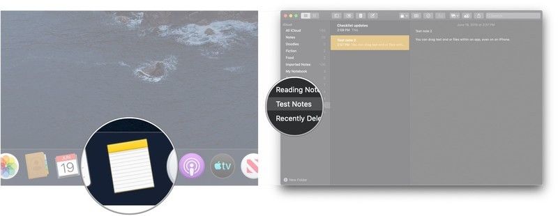 Открыть заметки, открыть папку