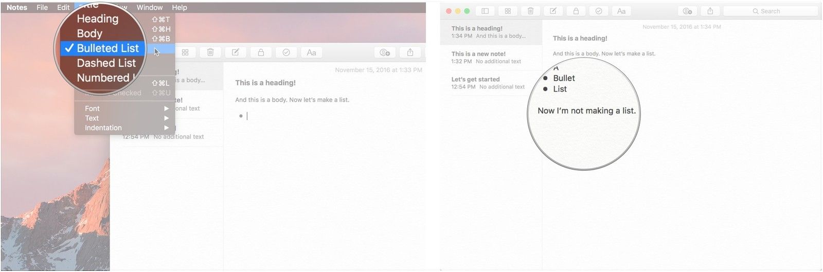 Нажмите «Маркированный» или другой тип списка, нажмите «Вернуться»