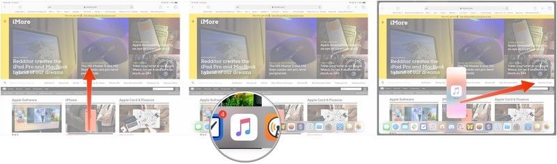Проведите пальцем вверх, нажмите и перетащите, перетащите приложение