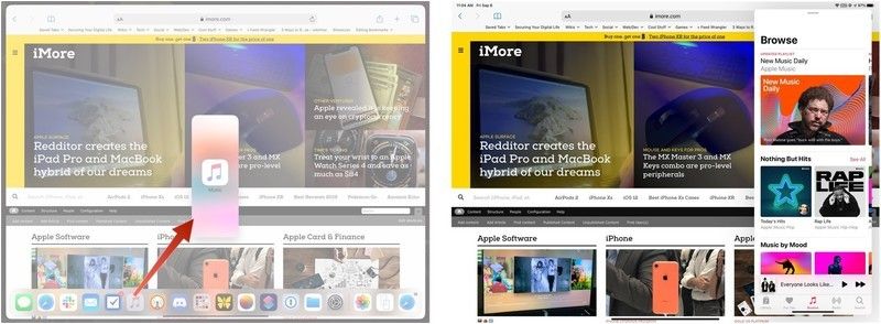 Перетащите приложение в центр экрана, отпустите перетаскивание