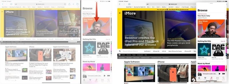 Потяните вниз на Split View, отпустите