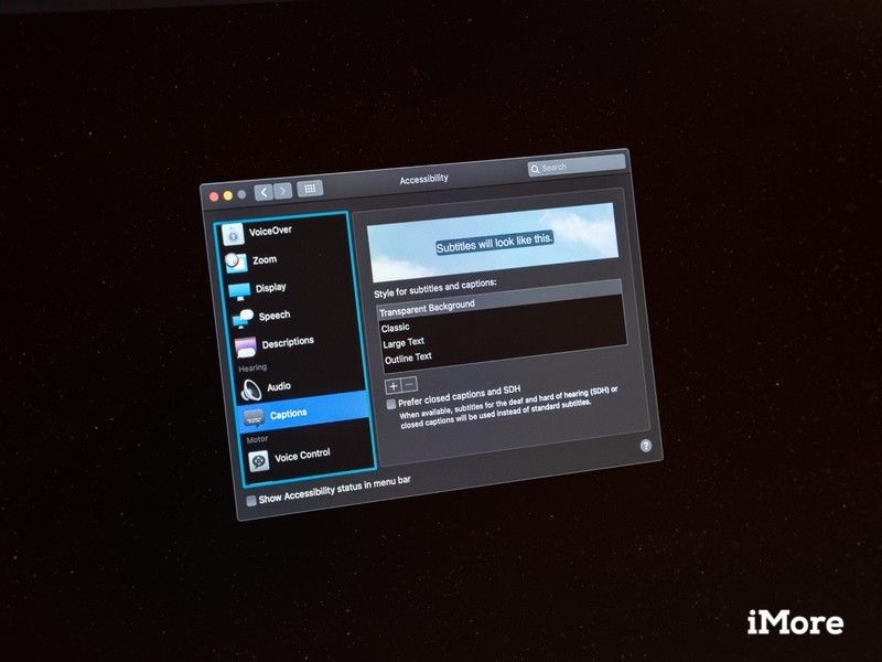 Как изменить внешний вид закрытых титров на Mac