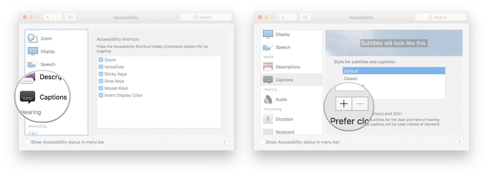 Нажмите Подписи, нажмите кнопку +