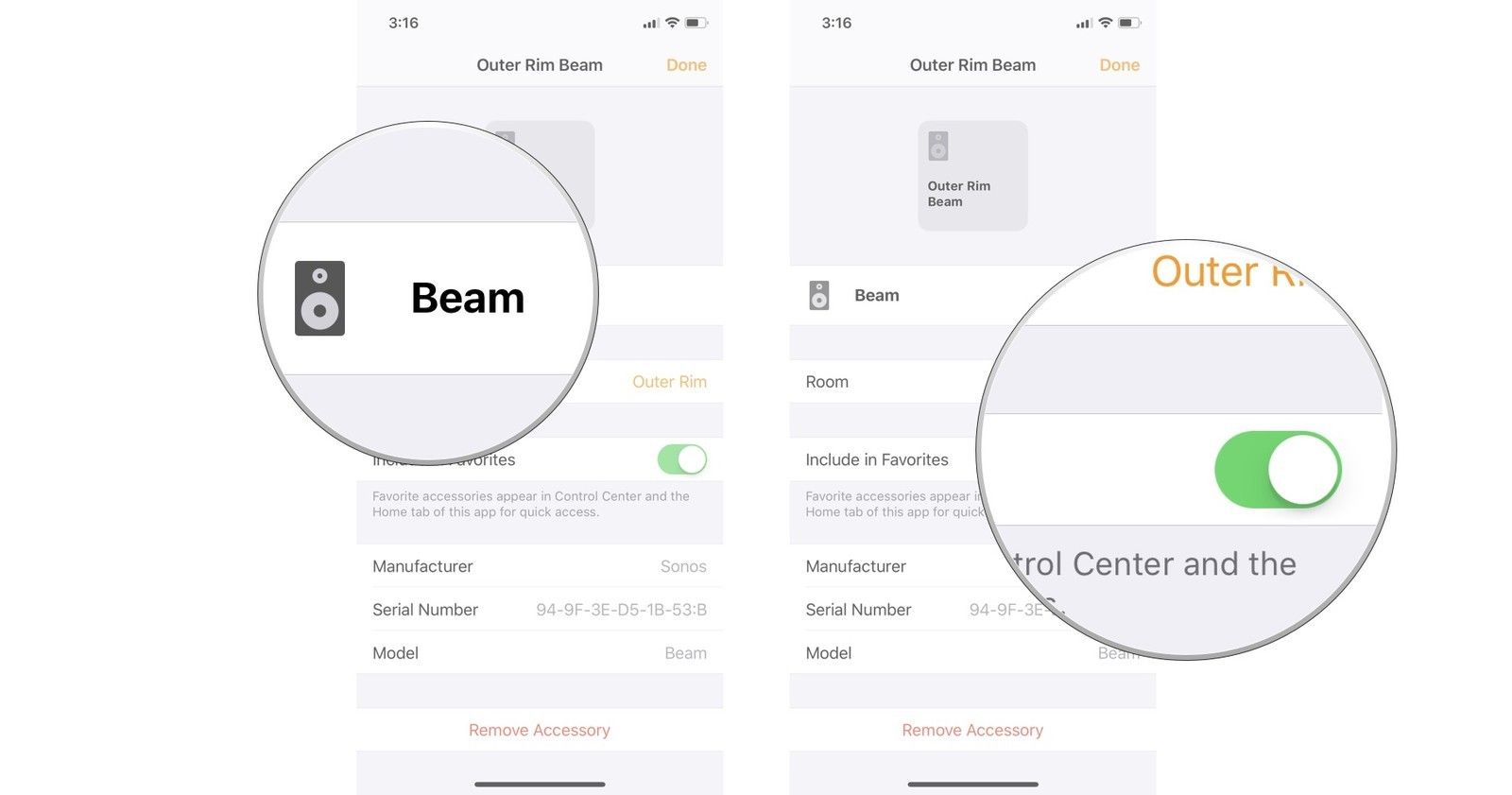 Переименуйте динамик, включите Включить в избранное