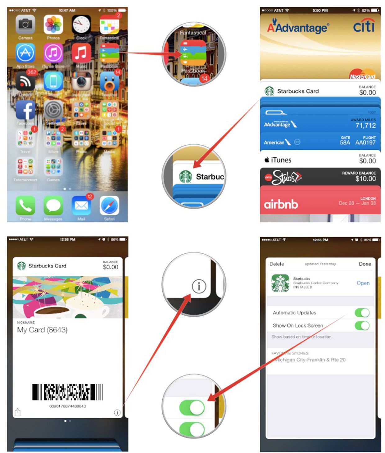 Как включить или отключить автоматическое обновление карточек Passbook