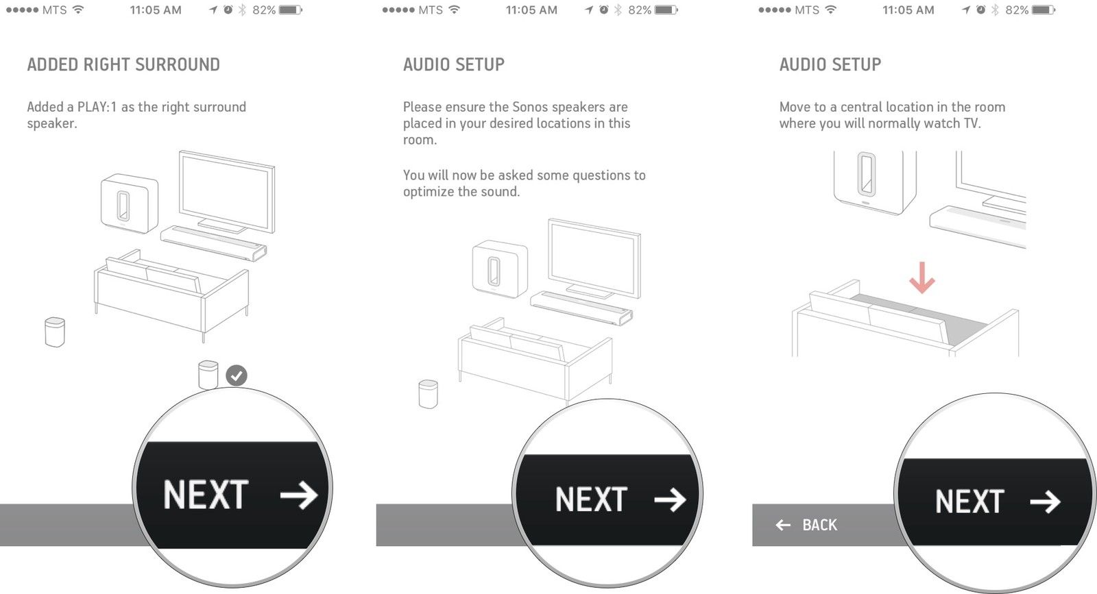 Нажмите «Далее», нажмите «Далее», а затем нажмите «Далее», как только вы переместитесь в центральное место в комнате.