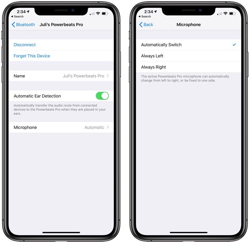 Настройки микрофона Powerbeats Pro