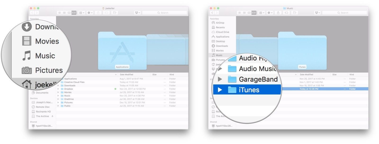 Нажмите &laquo;Музыка&raquo;, дважды щелкните iTunes