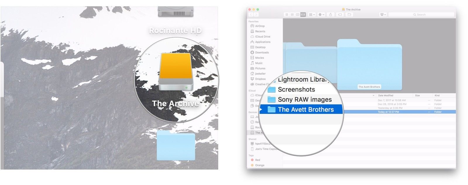 Дважды щелкните внешний диск, выберите исполнителей и альбомы
