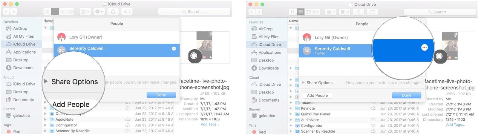 Нажмите «Параметры обмена» или кнопку «Дополнительно» рядом с контактом.