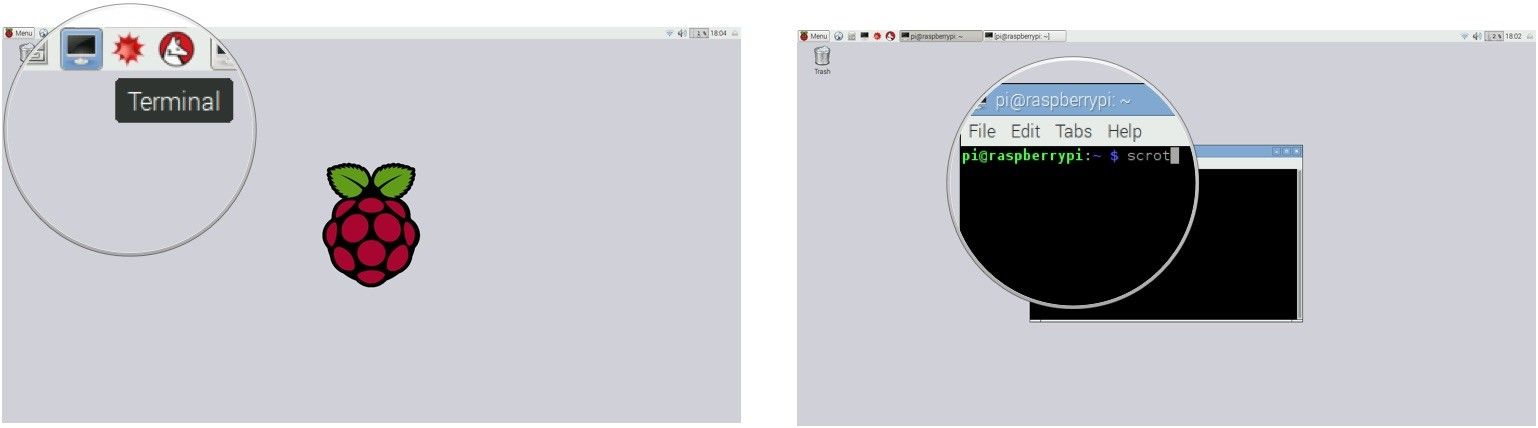 Делая скриншот с"scrot" command on Raspberry Pi
