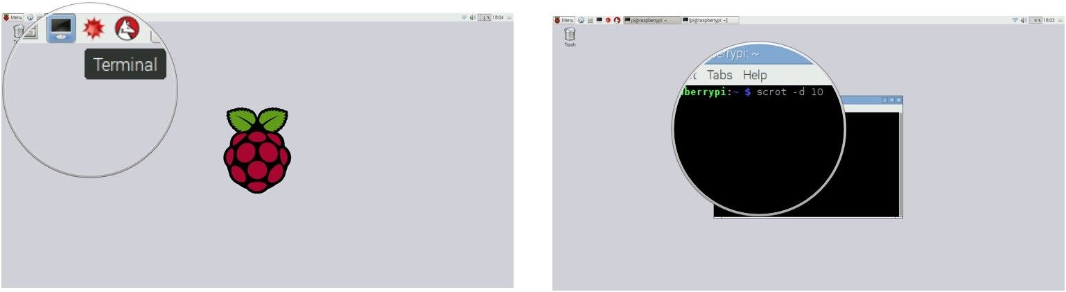 Задержка скриншота команды в Scrot на Raspberry Pi