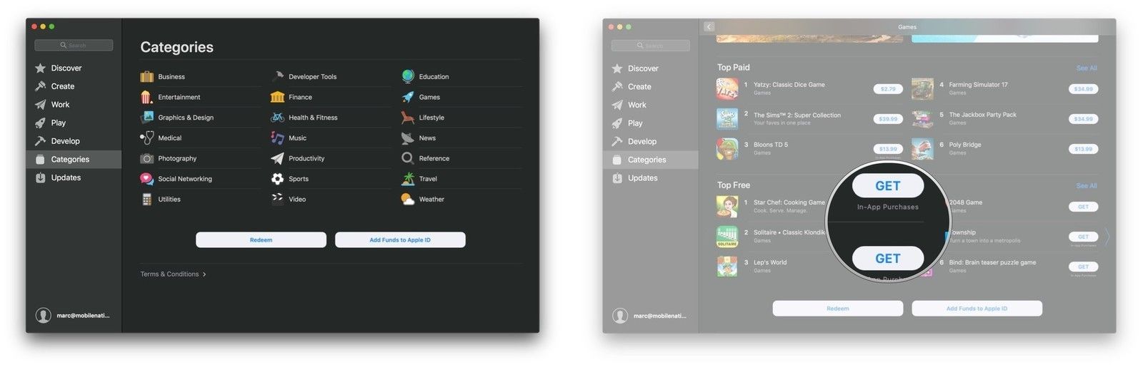 Запустите Mac App Store, найдите приложение с помощью поиска или категории, нажмите &laquo;Получить&raquo; или &laquo;цену&raquo;, введите свои учетные данные Apple ID