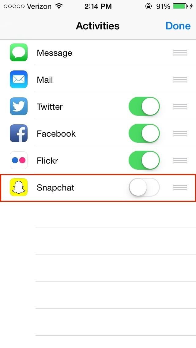 Как Snapchat прямо из приложения «Ваши фотографии» на iOS 8