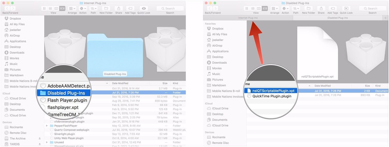 открыть отключенные плагины, переместить плагины