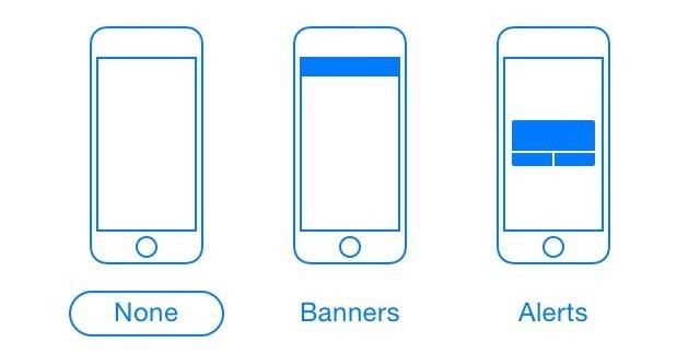 Уменьшите количество раздражающих баннерных предупреждений iOS 7 на вашем iPhone для маленьких прокручивающихся уведомлений
