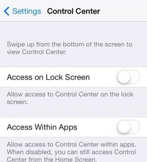Как остановить случайное перелистывание Центра управления в iOS 7 (отключить для приложений и экрана блокировки)